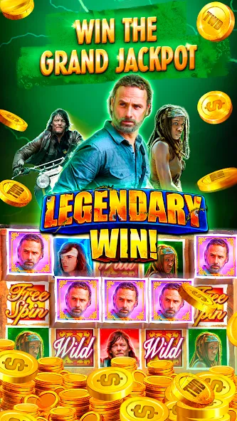 Скачать взлом The Walking Dead Casino Slots (Зе Вокинг Дед Казино Слотс)  [МОД Много денег] — полная версия apk на Андроид screen 5