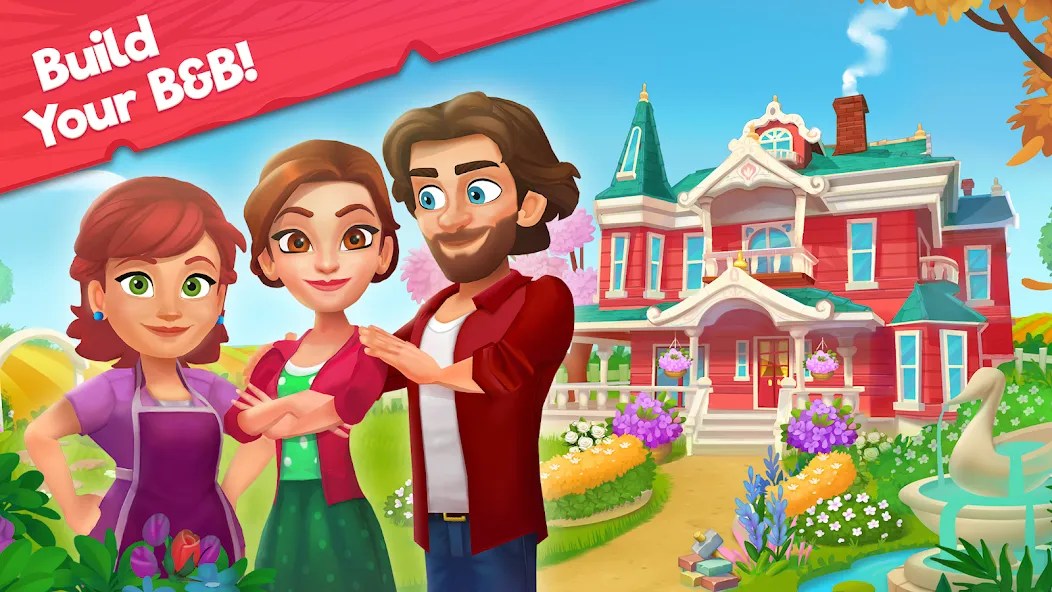 Скачать взлом Delicious B&B: Decor & Match 3  [МОД Unlocked] — полная версия apk на Андроид screen 1