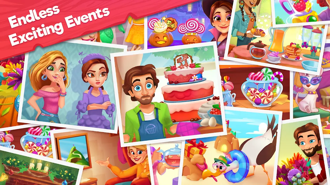 Скачать взлом Delicious B&B: Decor & Match 3  [МОД Unlocked] — полная версия apk на Андроид screen 3