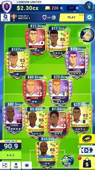 Скачать взломанную Idle Eleven — Soccer tycoon (Айдл Илевен)  [МОД Все открыто] — последняя версия apk на Андроид screen 1