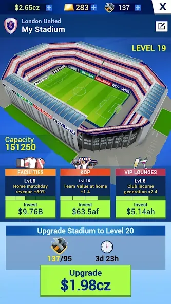 Скачать взломанную Idle Eleven — Soccer tycoon (Айдл Илевен)  [МОД Все открыто] — последняя версия apk на Андроид screen 3