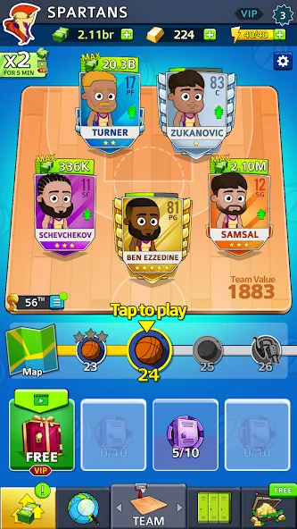 Скачать взлом Idle Five Basketball tycoon (Айдл Файв Баскетбольный тайкун)  [МОД Много монет] — последняя версия apk на Андроид screen 3