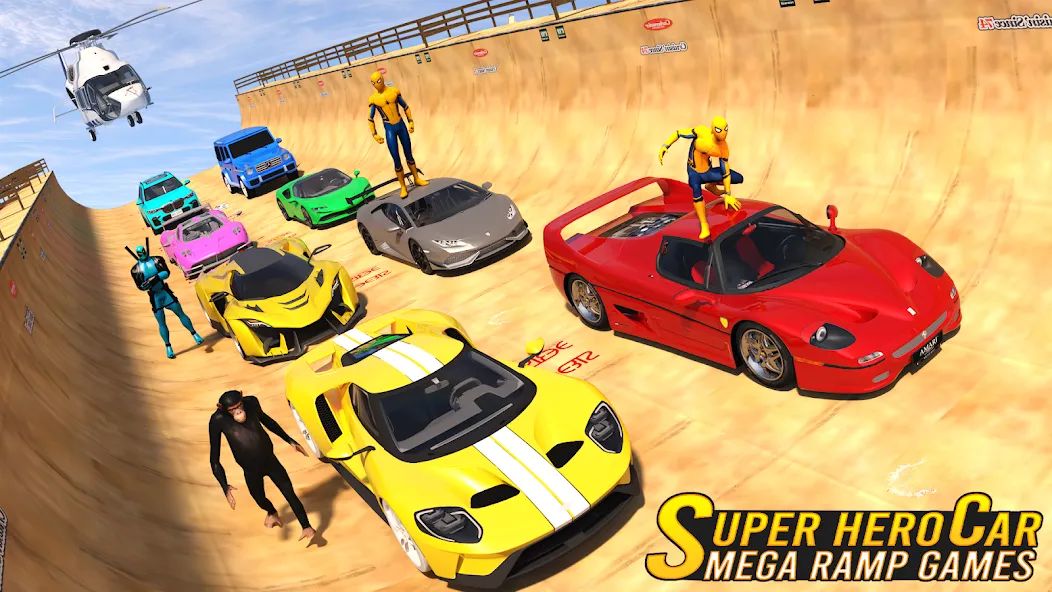 Скачать взлом Superhero Car: Mega Ramp Games (Рамп Кар Гейм)  [МОД Menu] — стабильная версия apk на Андроид screen 5