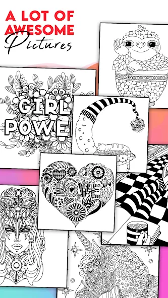 Скачать взломанную Coloring for adults offline  [МОД Бесконечные монеты] — полная версия apk на Андроид screen 2