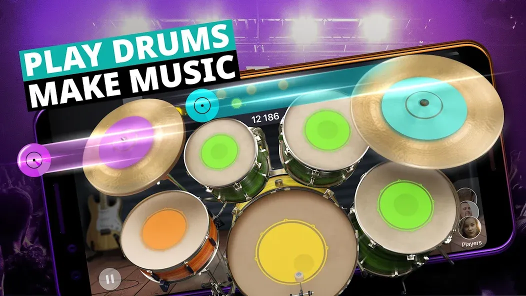 Скачать взломанную Drum Kit Music Games Simulator  [МОД Mega Pack] — полная версия apk на Андроид screen 1