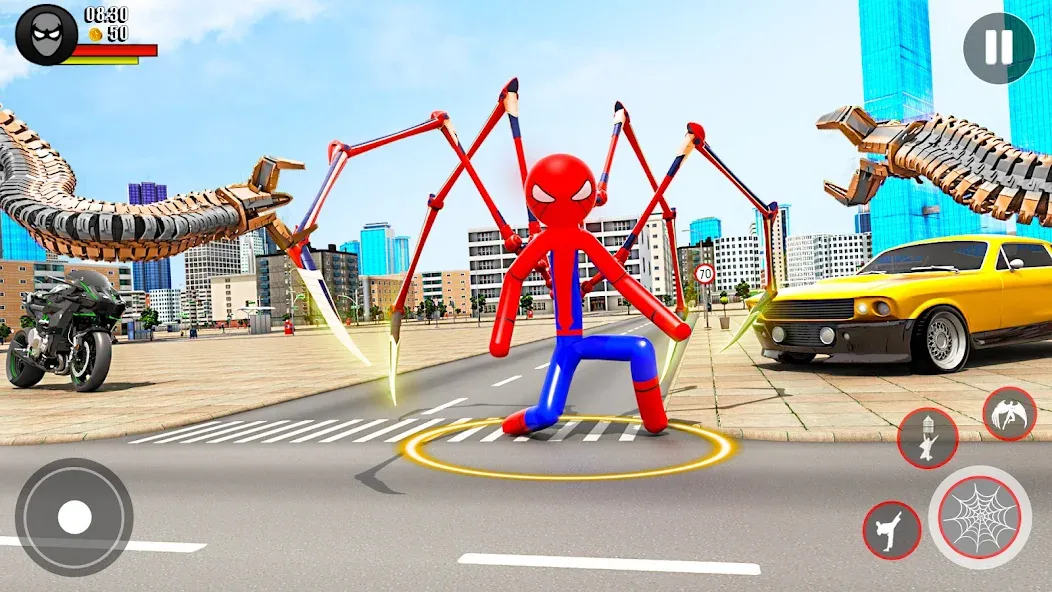 Скачать взломанную Spider Game-Stickman Rope Hero  [МОД Бесконечные деньги] — полная версия apk на Андроид screen 2