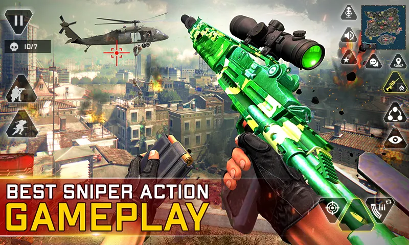 Скачать взломанную Sniper Gun Shooting game (ИГИ Снайпер Оружие Стрелялки Игры)  [МОД Меню] — стабильная версия apk на Андроид screen 1