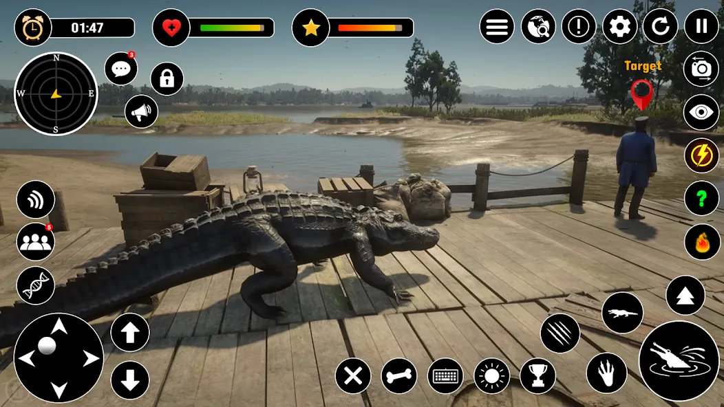 Взломанная Animal Crocodile Attack Sim (Энимал Крокодайл Аттак Сим)  [МОД Mega Pack] — последняя версия apk на Андроид screen 2