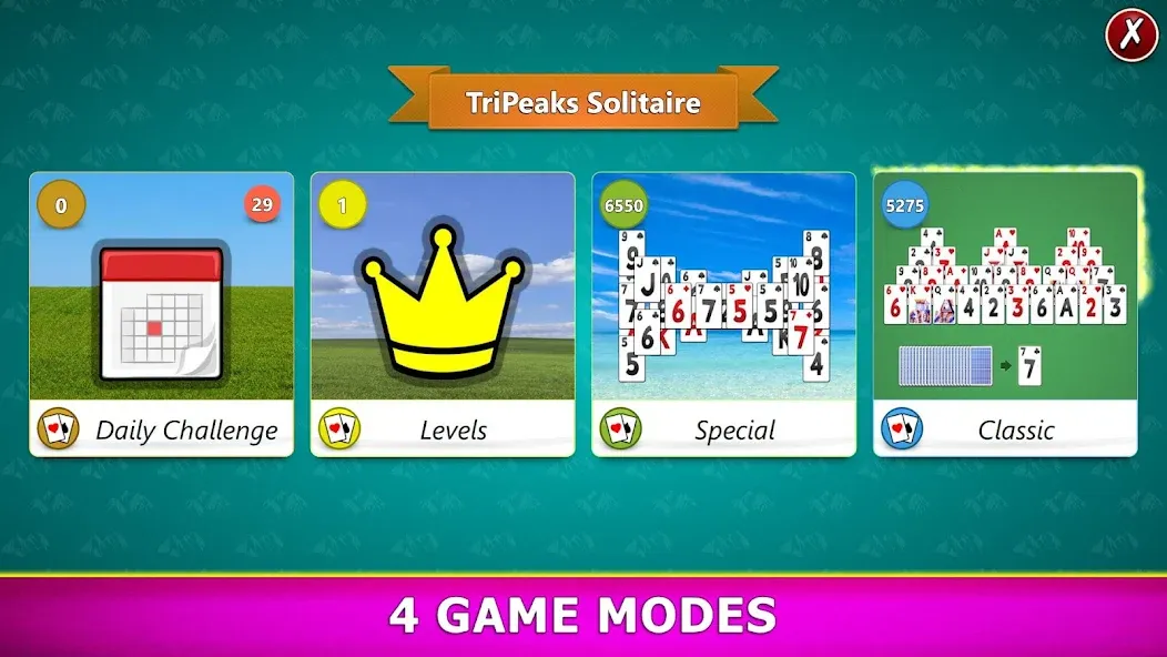 Скачать взлом TriPeaks Solitaire Mobile  [МОД Меню] — полная версия apk на Андроид screen 2