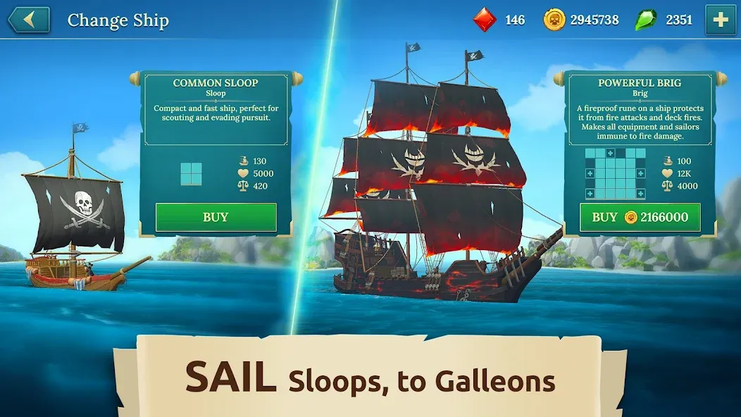 Скачать взлом Pirate Ships・Build and Fight  [МОД Mega Pack] — полная версия apk на Андроид screen 3