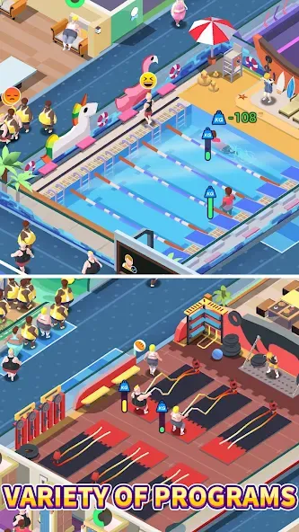 Скачать взлом Fitness Club Tycoon (Фитнес Клуб Тайкун)  [МОД Mega Pack] — стабильная версия apk на Андроид screen 3