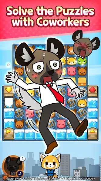 Взломанная Aggretsuko : Match 3 Puzzle (Аггретсуко)  [МОД Mega Pack] — стабильная версия apk на Андроид screen 2