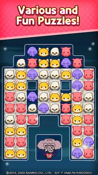 Взломанная Aggretsuko : Match 3 Puzzle (Аггретсуко)  [МОД Mega Pack] — стабильная версия apk на Андроид screen 4