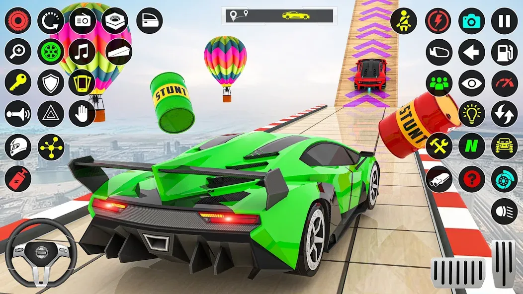 Скачать взломанную GT Car Stunt Race: Mega Ramps (Джи Ти Кар Стант Рейс)  [МОД Бесконечные монеты] — полная версия apk на Андроид screen 1