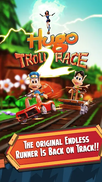 Скачать взлом Hugo Troll Race 2: Rail Rush (Хуго Тролл Гонка 2)  [МОД Mega Pack] — последняя версия apk на Андроид screen 1