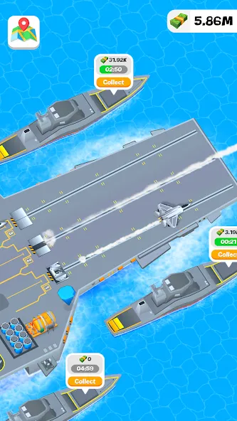 Взломанная Idle Aircraft Carrier (Айдл Эйркрафт Кэрриер)  [МОД Unlimited Money] — последняя версия apk на Андроид screen 3