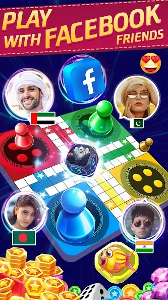 Скачать взлом Online Ludo Game Multiplayer (Лудо Мастер Лудо Дайс Кинг)  [МОД Mega Pack] — последняя версия apk на Андроид screen 1