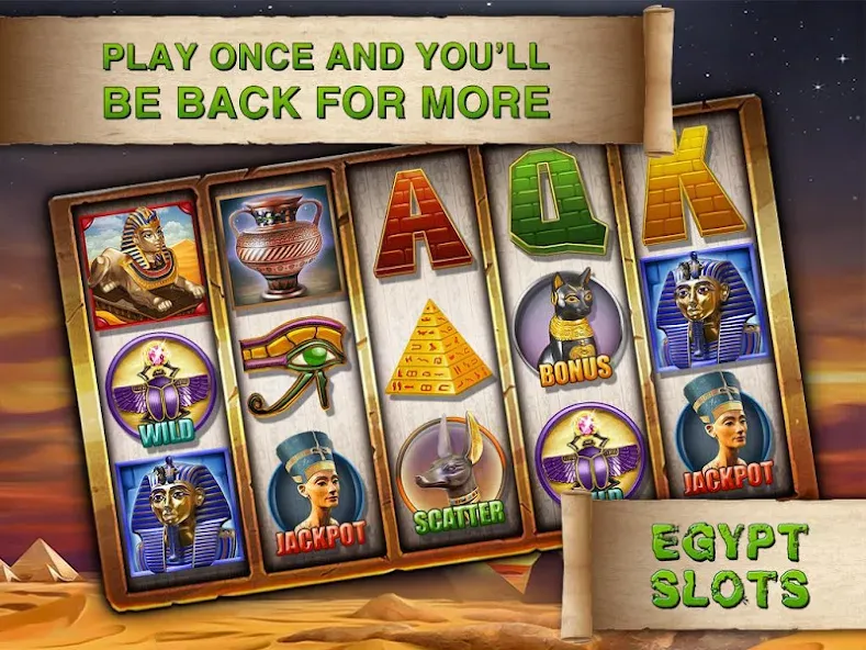 Взломанная Egypt Slots Casino Machines (Египетские игровые автоматы казино)  [МОД Unlocked] — последняя версия apk на Андроид screen 5