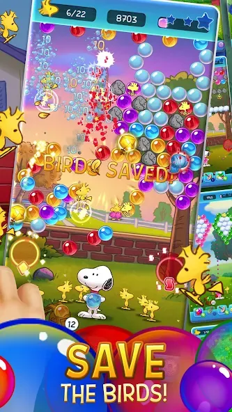 Скачать взломанную Bubble Shooter — Snoopy POP! (Бабл шутер)  [МОД Бесконечные монеты] — стабильная версия apk на Андроид screen 2