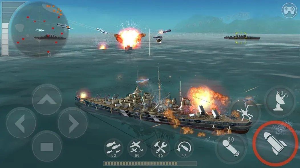 Скачать взломанную WARSHIP BATTLE:3D World War II  [МОД Много монет] — последняя версия apk на Андроид screen 1