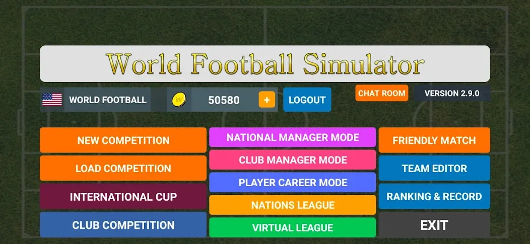 Скачать взлом World Football Simulator (Мировой Футбольный Симулятор)  [МОД Все открыто] — стабильная версия apk на Андроид screen 1