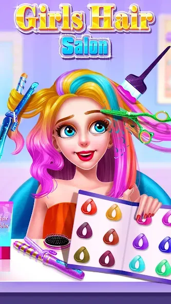 Скачать взломанную Girls Hair Salon  [МОД Много денег] — последняя версия apk на Андроид screen 1