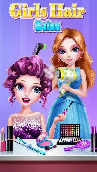 Скачать взломанную Girls Hair Salon  [МОД Много денег] — последняя версия apk на Андроид screen 2