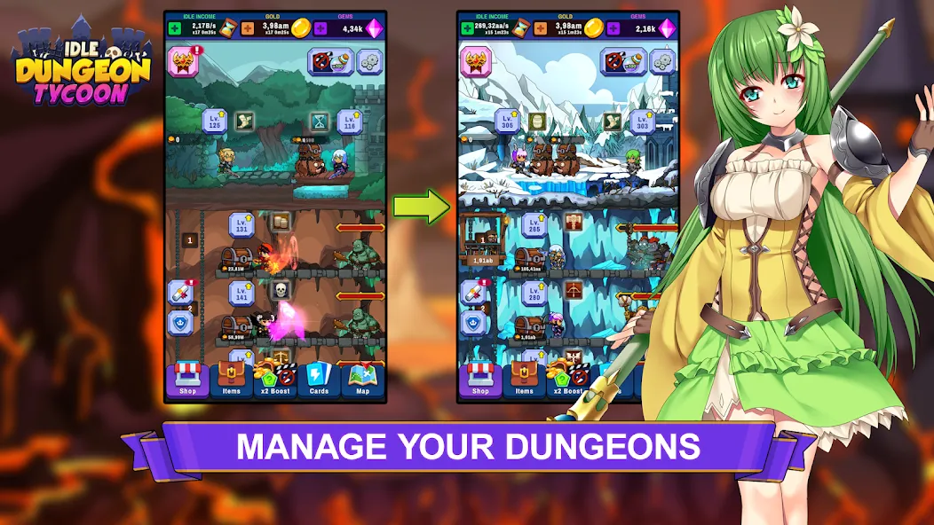 Взлом Idle Dungeon Tycoon (Айдл Данжен Тайкун)  [МОД Меню] — стабильная версия apk на Андроид screen 1