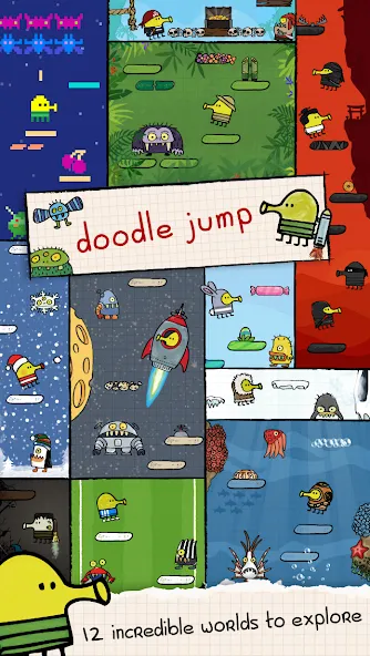 Скачать взломанную Doodle Jump (Дудл Джамп)  [МОД Mega Pack] — полная версия apk на Андроид screen 2