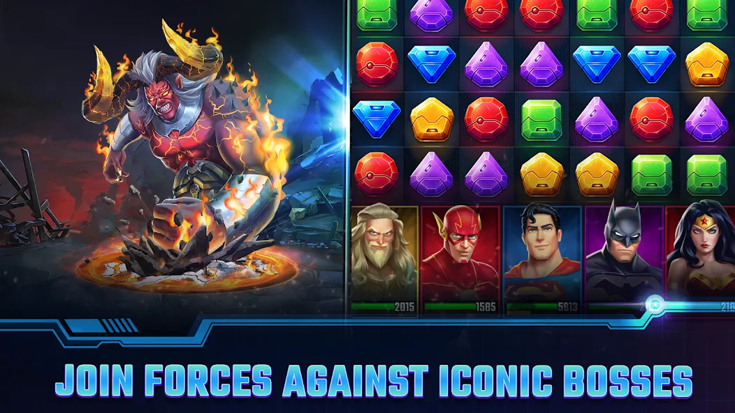 Взломанная DC Heroes & Villains: Match 3  [МОД Mega Pack] — последняя версия apk на Андроид screen 4