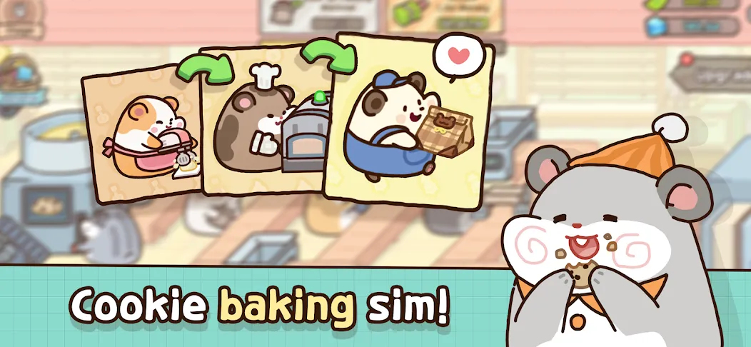 Скачать взломанную Hamster Cookie Factory  [МОД Mega Pack] — полная версия apk на Андроид screen 1