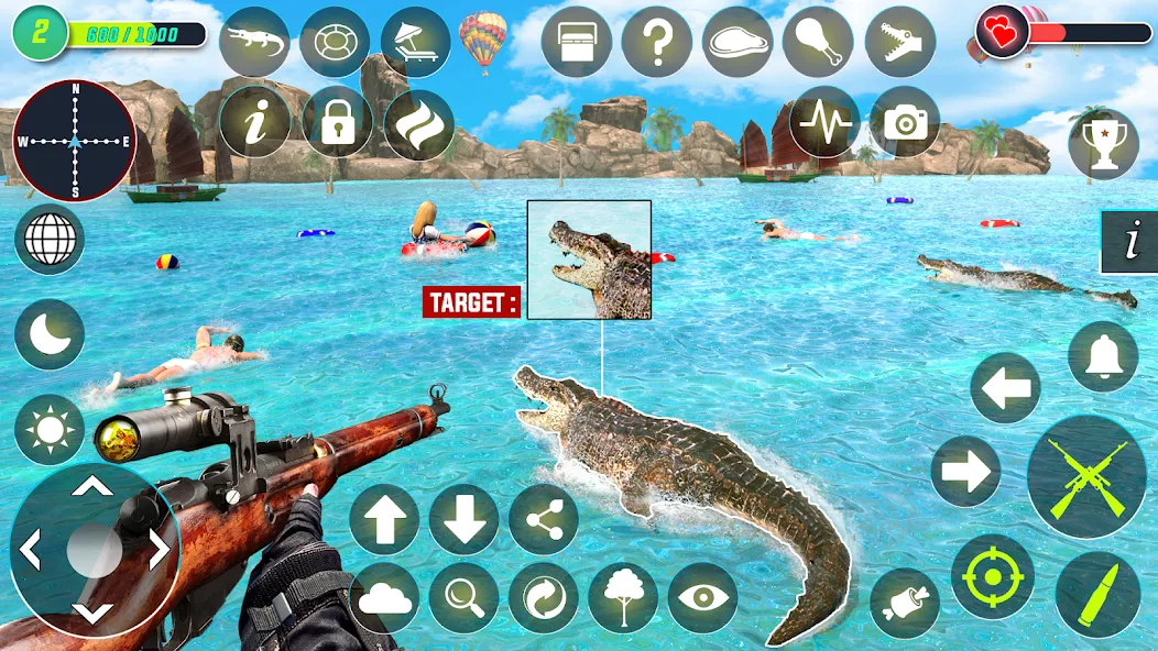 Скачать взломанную Crocodile Hunting Animal Games (Крокодил Охота Игры с животными)  [МОД Unlocked] — последняя версия apk на Андроид screen 5