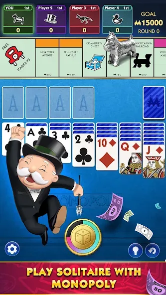 Скачать взломанную MONOPOLY Solitaire: Card Games (Монополия Солитер)  [МОД Бесконечные монеты] — полная версия apk на Андроид screen 1