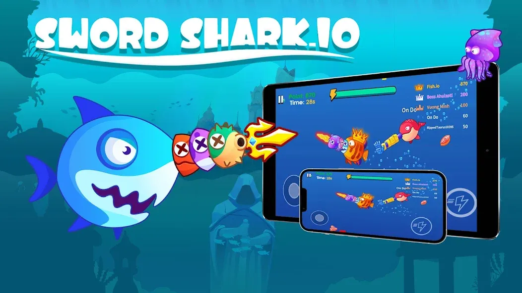 Скачать взломанную Sword Shark.io — Hungry Shark  [МОД Mega Pack] — полная версия apk на Андроид screen 1