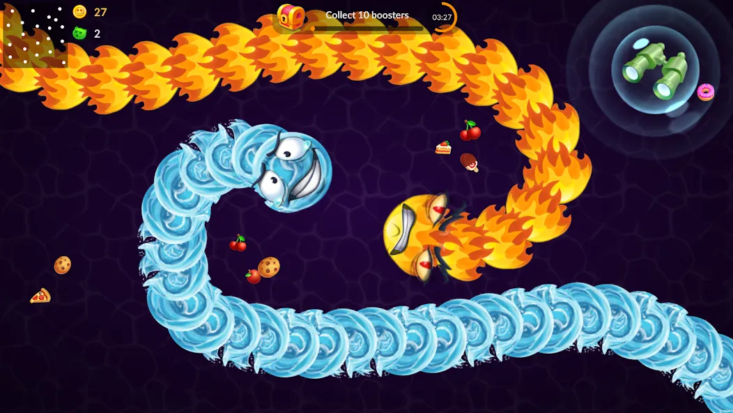 Скачать взломанную Snake vs Worms: Fun .io Zone  [МОД Все открыто] — полная версия apk на Андроид screen 2