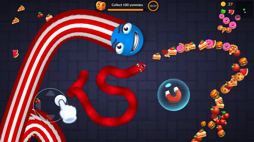 Скачать взломанную Snake vs Worms: Fun .io Zone  [МОД Все открыто] — полная версия apk на Андроид screen 3