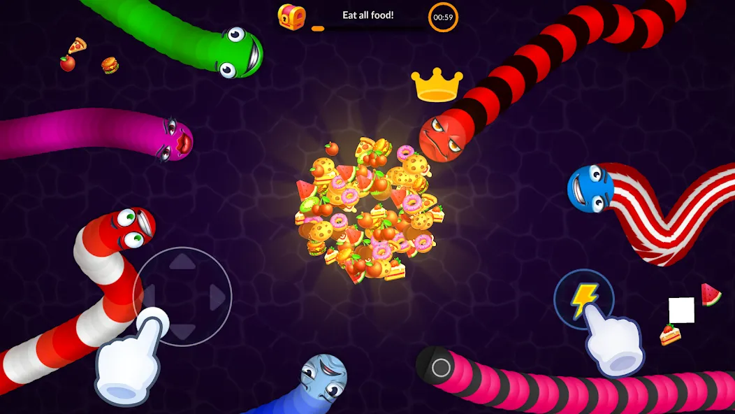 Скачать взломанную Snake vs Worms: Fun .io Zone  [МОД Все открыто] — полная версия apk на Андроид screen 4