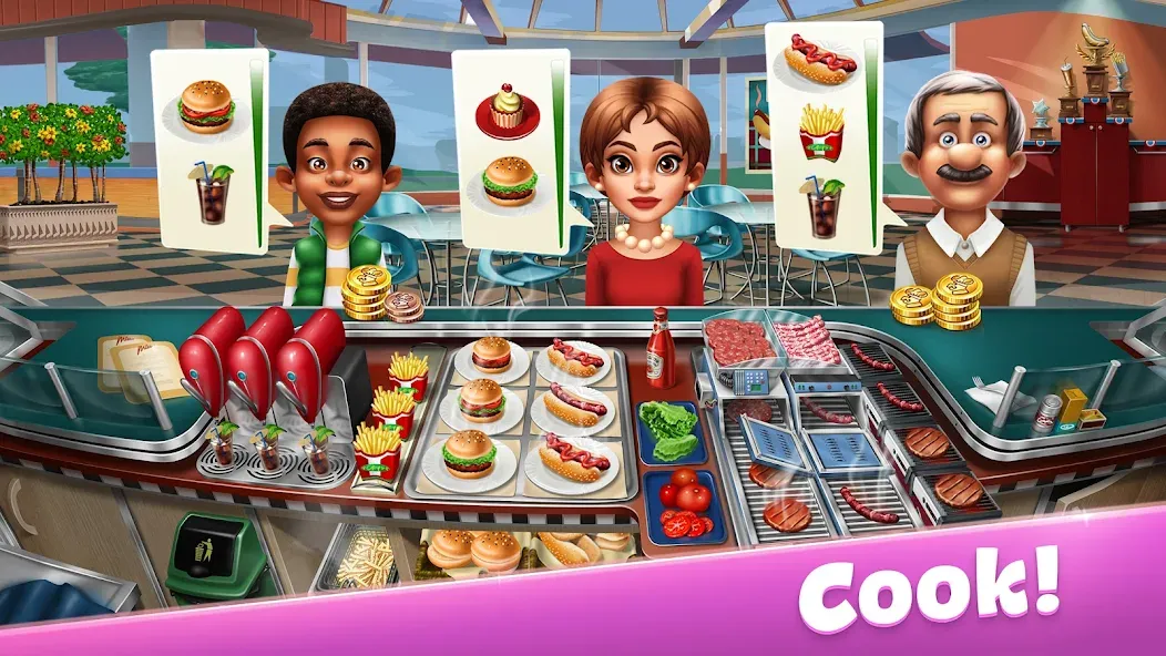 Скачать взлом Cooking Fever: Restaurant Game  [МОД Mega Pack] — стабильная версия apk на Андроид screen 1