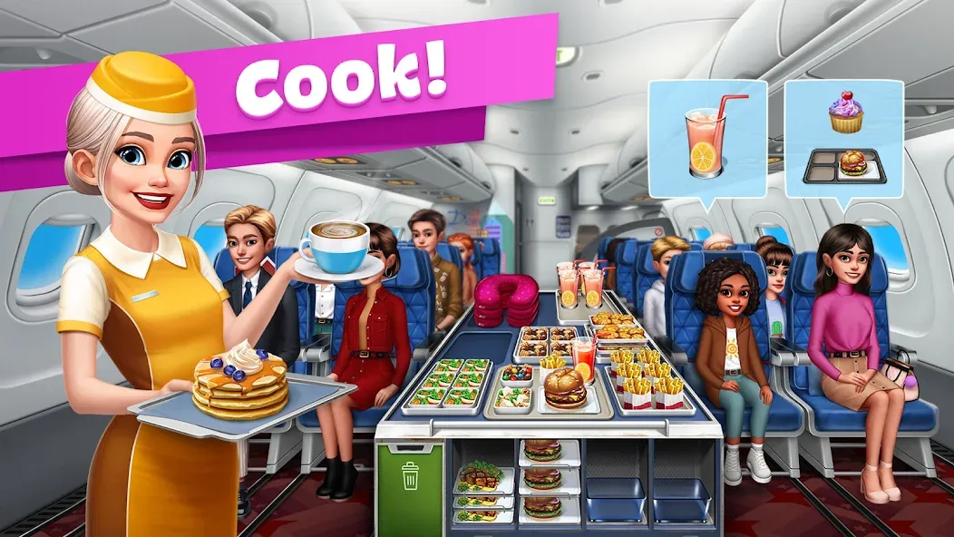 Взломанная Airplane Chefs — Cooking Game (Эйрплейн Чефз)  [МОД Много денег] — последняя версия apk на Андроид screen 1