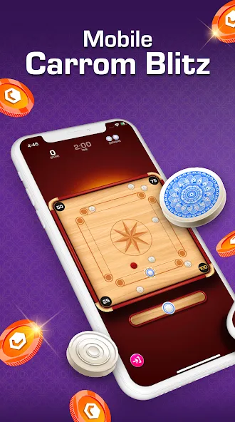 Скачать взлом Carrom Blitz: Win Rewards (Карром Блиц)  [МОД Menu] — последняя версия apk на Андроид screen 1