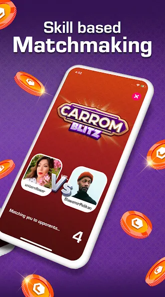 Скачать взлом Carrom Blitz: Win Rewards (Карром Блиц)  [МОД Menu] — последняя версия apk на Андроид screen 2