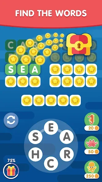 Взломанная Word Search Sea: Word Puzzle  [МОД Много денег] — последняя версия apk на Андроид screen 1