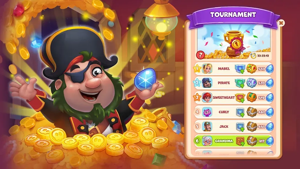 Взломанная Pirate Treasures: Jewel & Gems  [МОД Много монет] — стабильная версия apk на Андроид screen 2