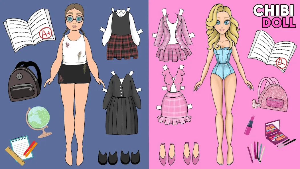 Взломанная Chibi Dolls Dress Up Games (Чиби Куклы Игра в Одевание)  [МОД Много монет] — полная версия apk на Андроид screen 4