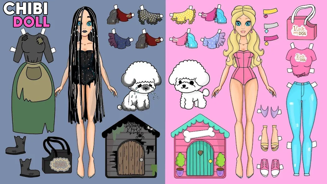 Взломанная Chibi Dolls Dress Up Games (Чиби Куклы Игра в Одевание)  [МОД Много монет] — полная версия apk на Андроид screen 5