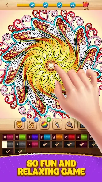 Скачать взломанную Cross Stitch Coloring Mandala (Кроссстиль раскрашивание мандала)  [МОД Много денег] — полная версия apk на Андроид screen 3