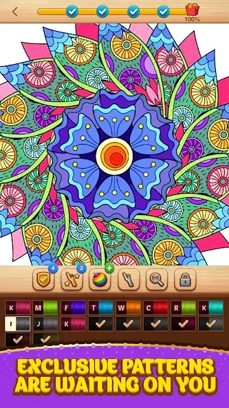 Скачать взломанную Cross Stitch Coloring Mandala (Кроссстиль раскрашивание мандала)  [МОД Много денег] — полная версия apk на Андроид screen 4