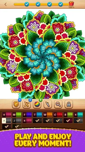 Скачать взломанную Cross Stitch Coloring Mandala (Кроссстиль раскрашивание мандала)  [МОД Много денег] — полная версия apk на Андроид screen 5