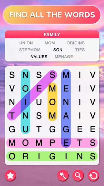 Взломанная Word Search — Word Puzzle Game  [МОД Много денег] — последняя версия apk на Андроид screen 1