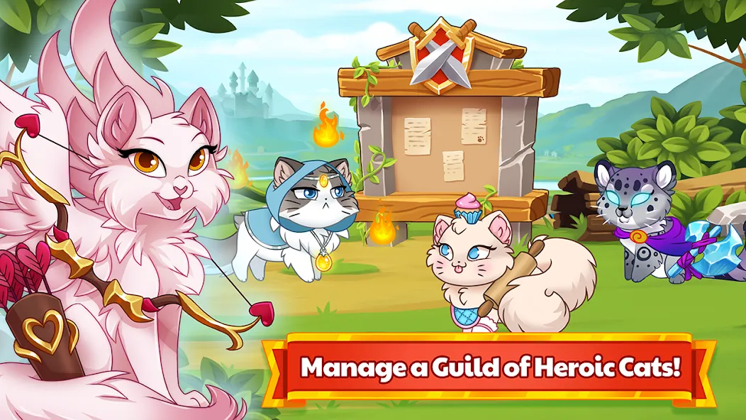 Скачать взлом Castle Cats — Idle Hero RPG (Кэстл Кэтс)  [МОД Много монет] — полная версия apk на Андроид screen 1
